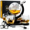 Whisiskey - Whisky Karaffe - Geschenke Für Männer - Komplette Whiskey Set - Globus - 900ML – Inkl. 4 Whisky Steine, 4 Whisky Gläser & Ausgießer - Whisky Dekanter – Whiskygläser - Natursteine -Perfekter Küchenladen f2ad485112db18c5f52c03c26023b74f