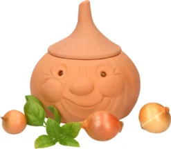 Mambocat Zwiebeltopf Onni Terrakotta Vorrats-Dose Mit Deckel Zur Aufbewahrung Von Ca. 900g Zwiebeln