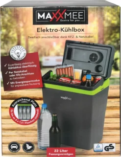 MAXXMEE Kühlbox - Wahlweise Via Netzkabel Oder KFZ-Anschluss - 22l Volumen - Grau/limegreen Kühlbox Camping Kühlschrank 22L Auto 12V 230V Thermobox Elektrisch Picknick Grau -Perfekter Küchenladen f6fb8b47249cb2c0414868e90b5a7aca